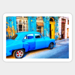 Blue Car In Havana, Cuba Sticker